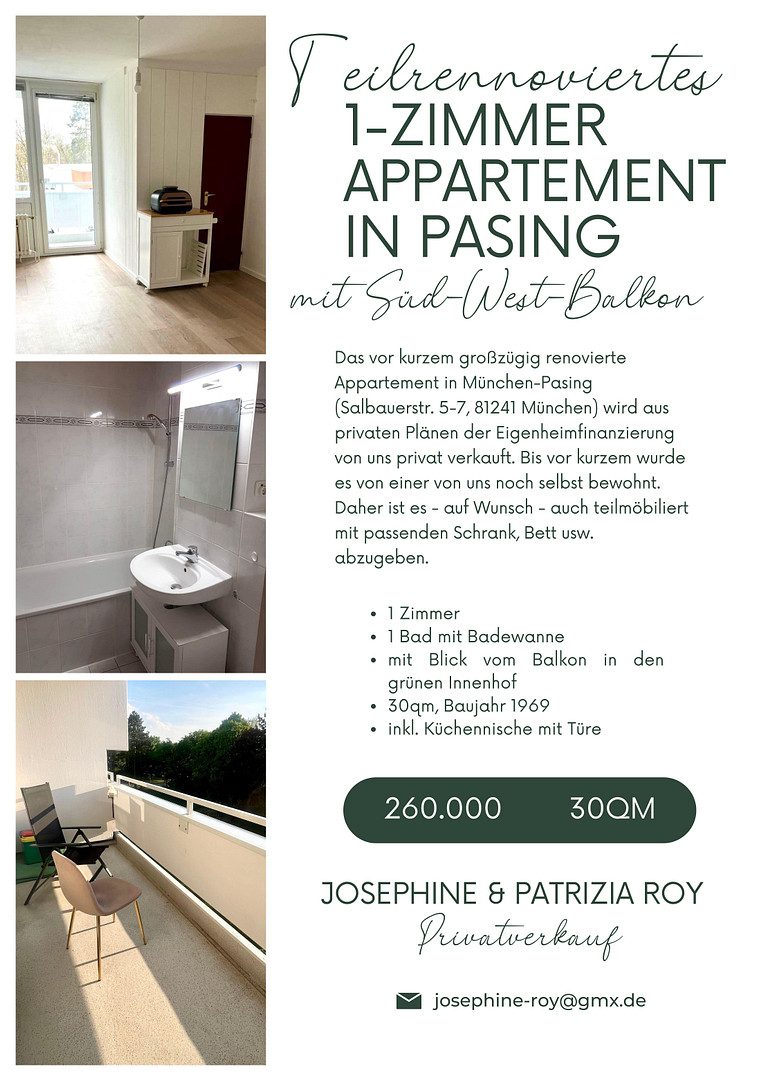 Appartement mit Balkon nahe Pasinger Stadtpark