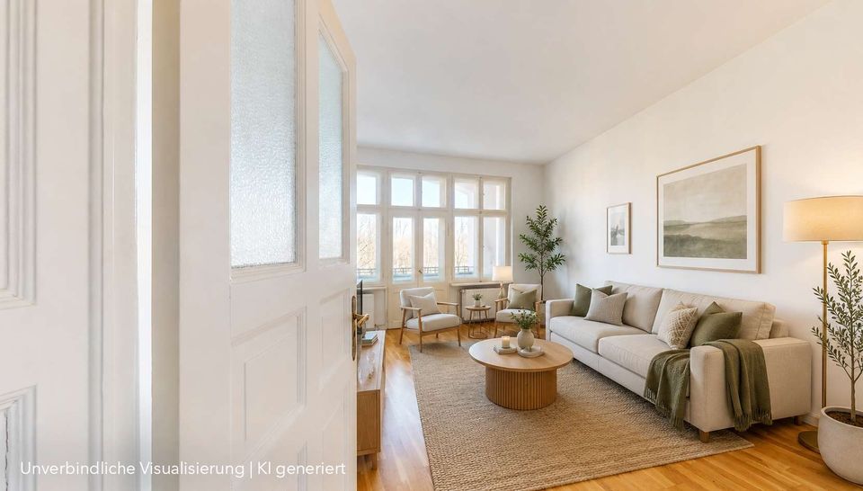 Wohnen im Stuckaltbau: Bezugsfreie Eigentumswohnung mit Loggia
