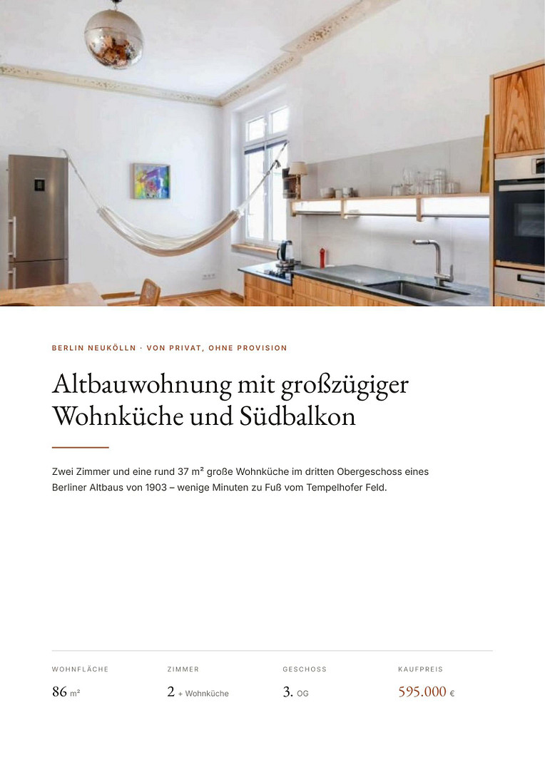 Altbauwohnung mit großzügiger Wohnküche und Südbalkon