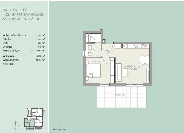 Großhadern Neubau - Sonnige 2-Zimmer-Terrassenwohnung mit kleinem Garten. Beste Infrastruktur.