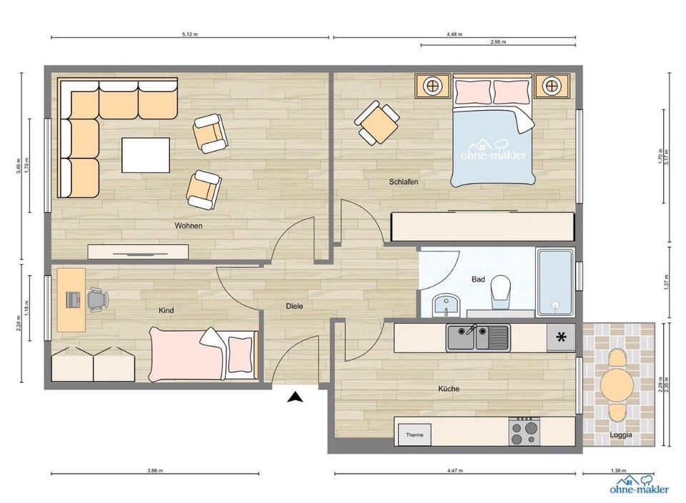 2,5 Zimmer Wohnung, Erstbezug nach Sanierung, Top Lage,